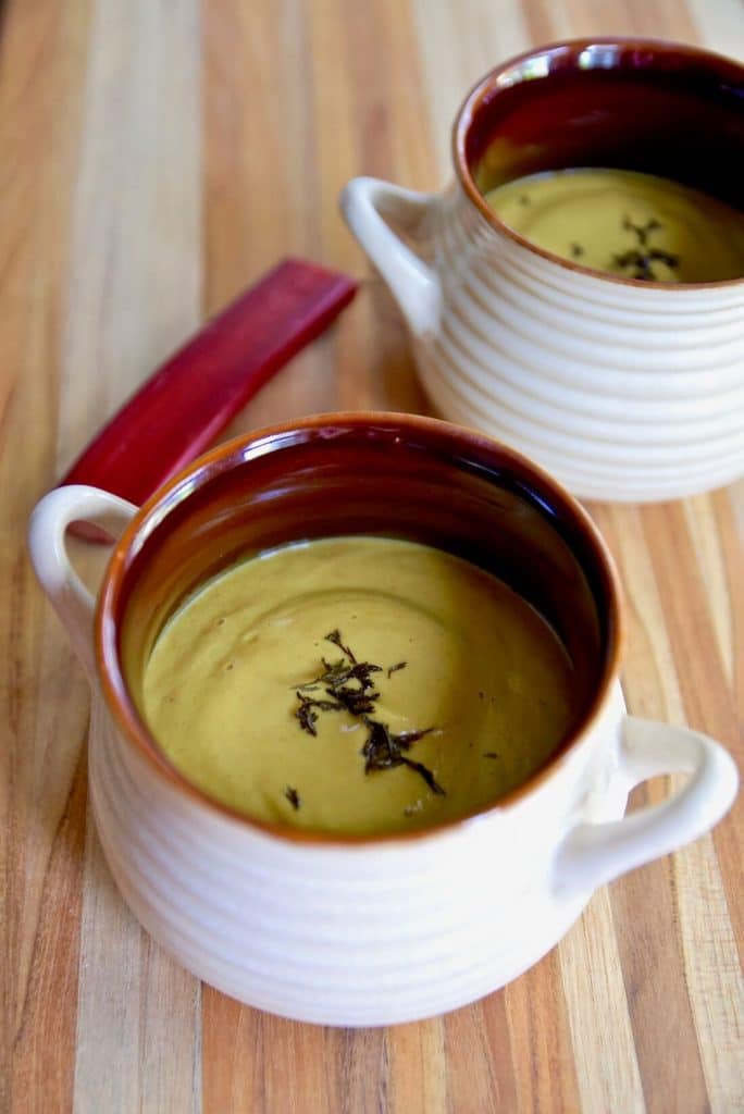  photo illustrating rhubarb uses: Carrot Rhubarb Soup from Tasting Page