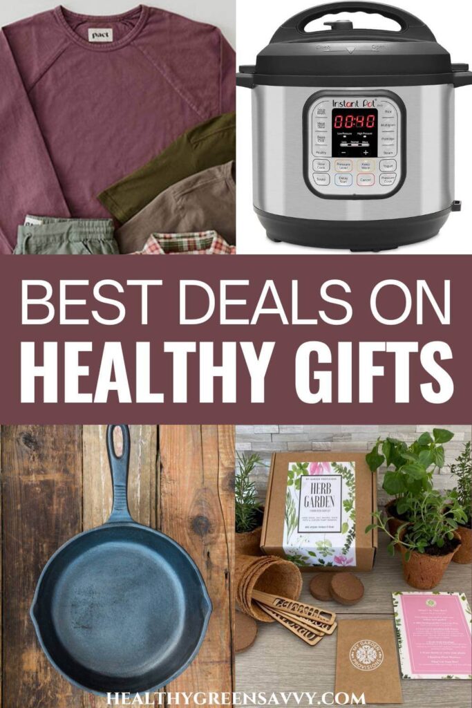 pin with photos of healthy gifts ideas and title text