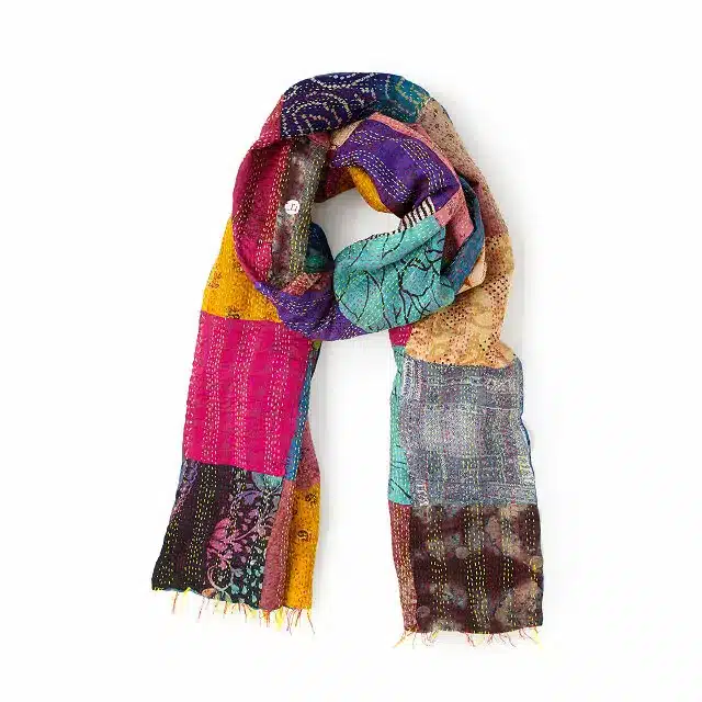 photo of scarf made from upcycled saris