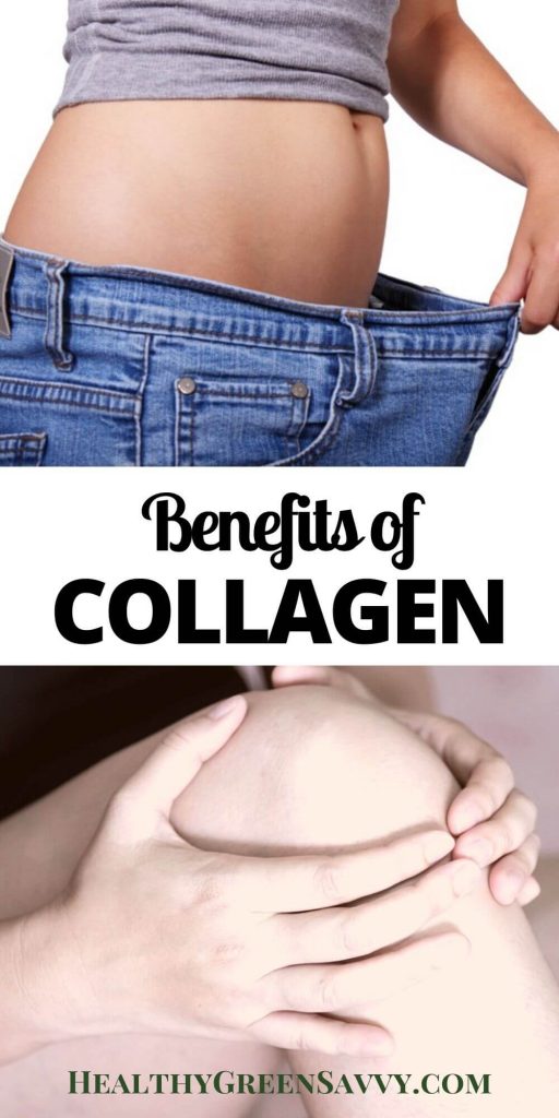 pin with photos of woman wearing too-large jeans and closeup of knee