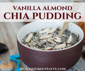 chia pudding recipe -- photo of chia pudding in bowl with title text overlay