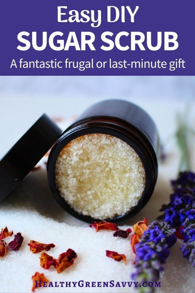 cover with photo of homemade sugar scrub in jar and title text 