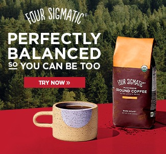 ad showing Four Sigmatic superfood coffee