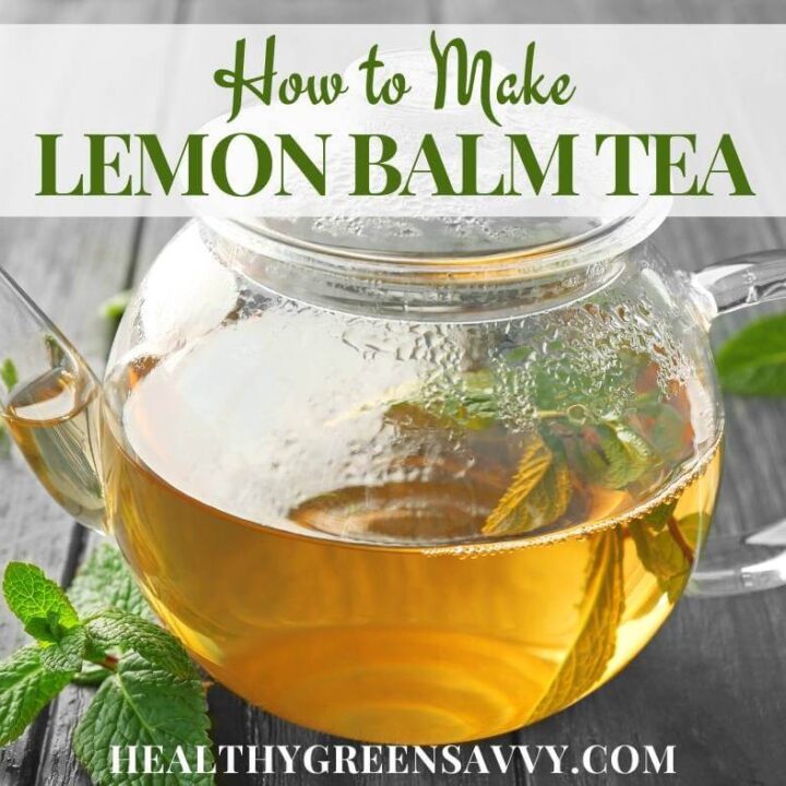cover photo of lemon balm tea steeping in glass pot