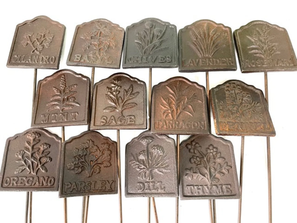 photo of garden markers for herbs, a perfect gift for the herb gardener