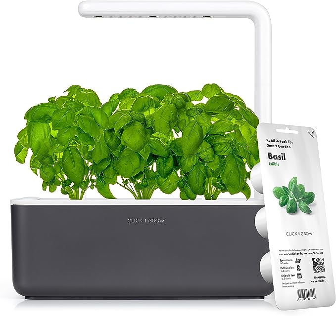 photo of indoor herb kit with built-in grow light