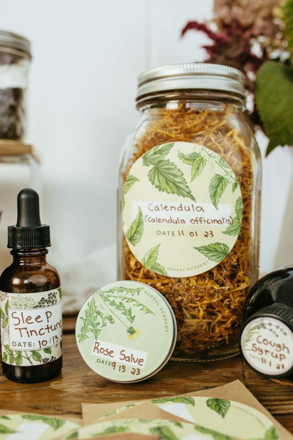 photo of jars with labels from Herbal Academy