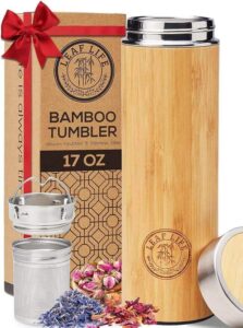photo of bamboo travel bug with infuser basket