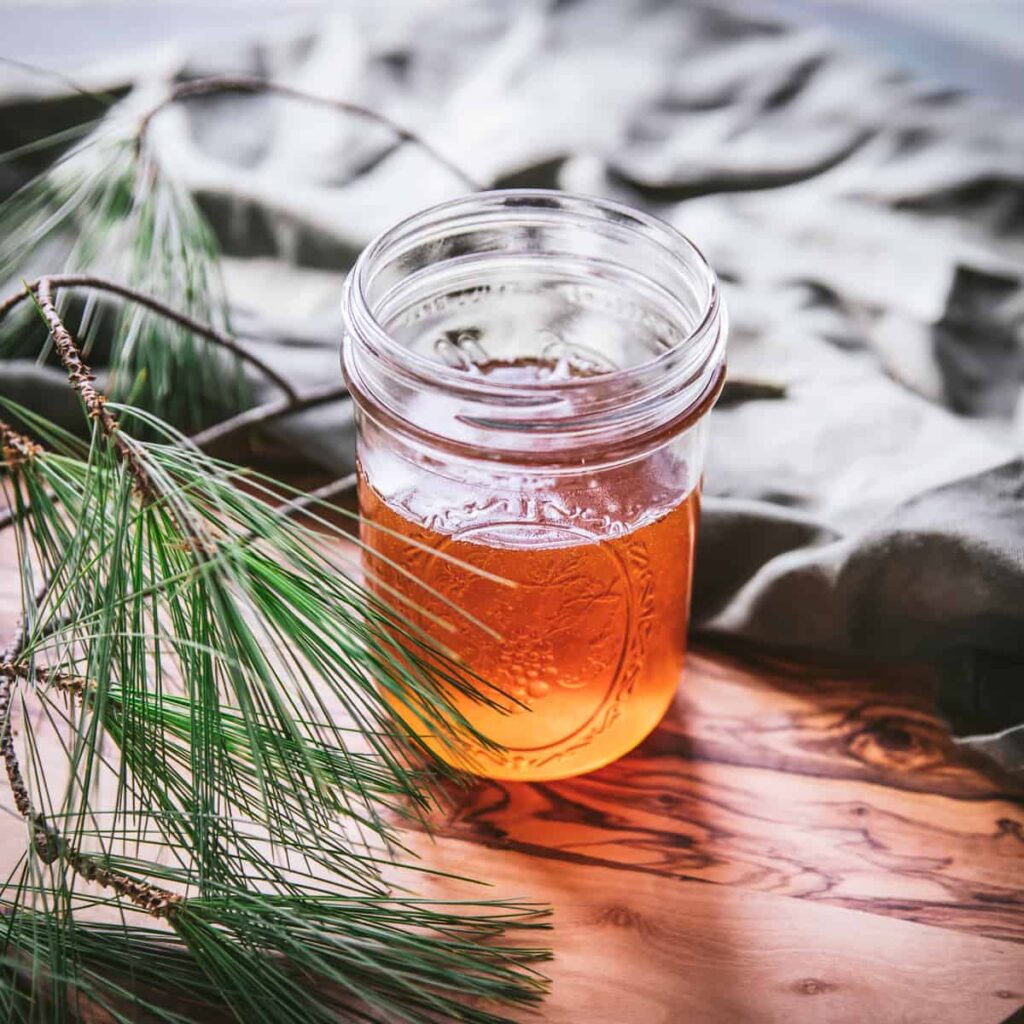 photo of pine-infused honey from Grow Forage Cook Ferment