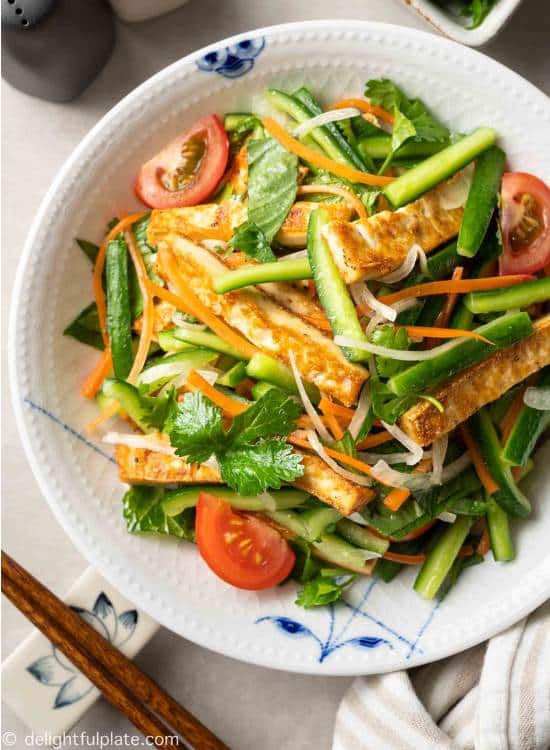 photo of tofu and cucumber salad from Delightful Plate