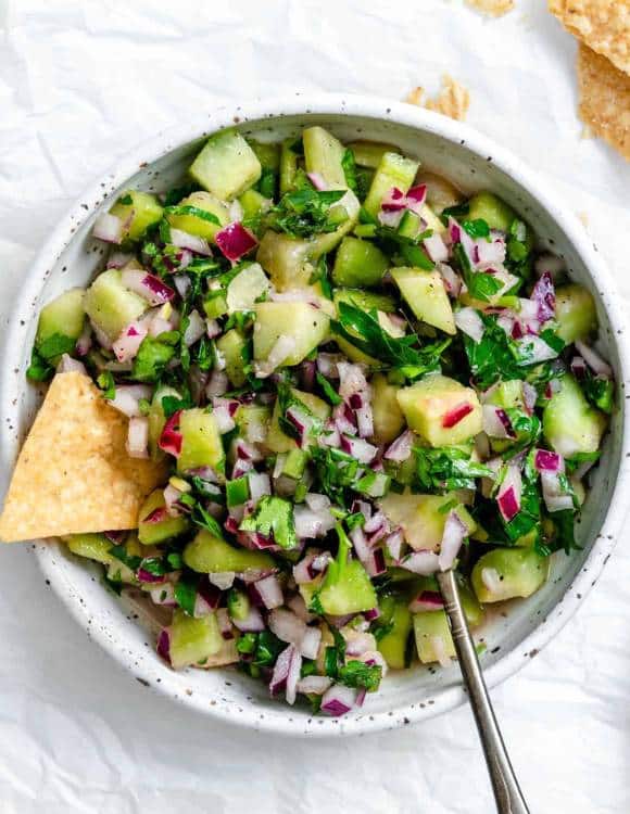 photo of cucumber salsa from Plant Based on a Budget
