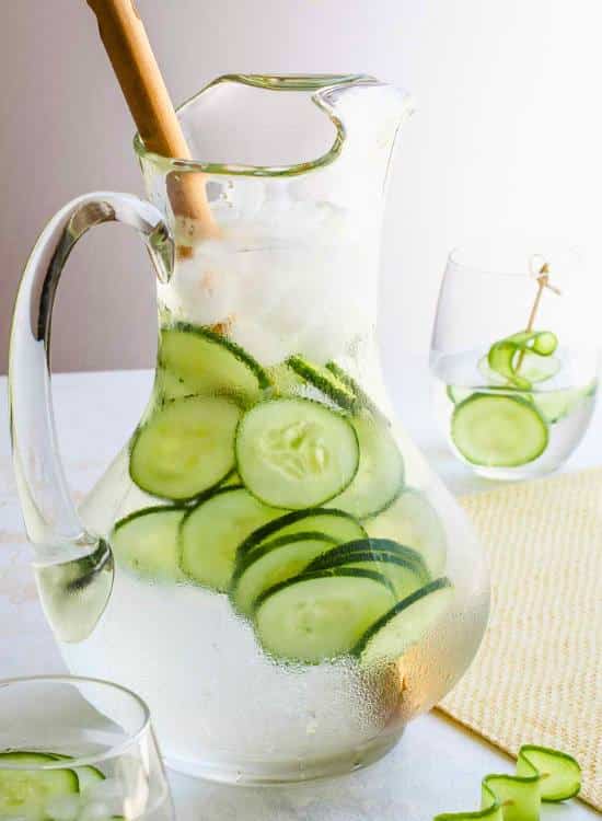 photo of pitcher filled with cucumber water 