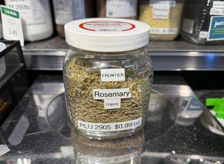 photo of bulk dried rosemary in jar at natural foods store