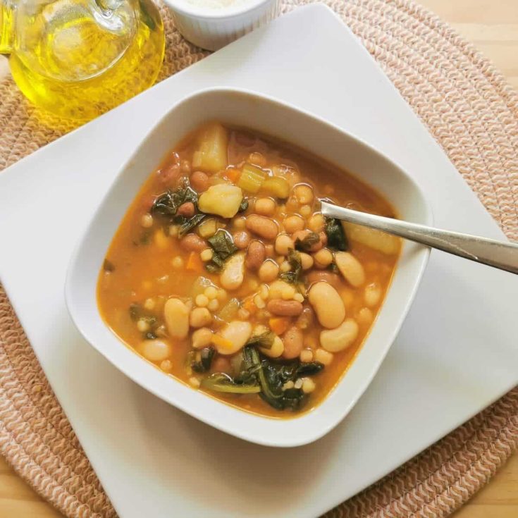 Image for Sardinian longevity minestrone soup with fregola.